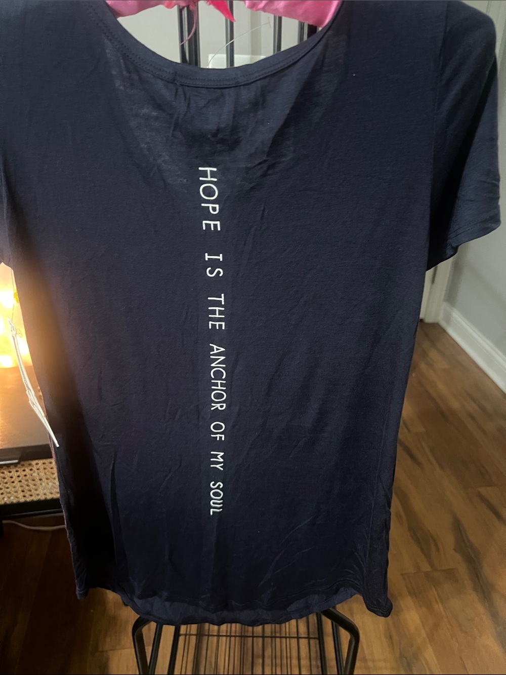 french pastry Navy T-Shirt with Anchor Pocket and Hope Is The Anchor Of My Soul